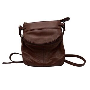 ILI New York Women Brown Pebble Leather Crossbody Bag Small Shoulder Purse